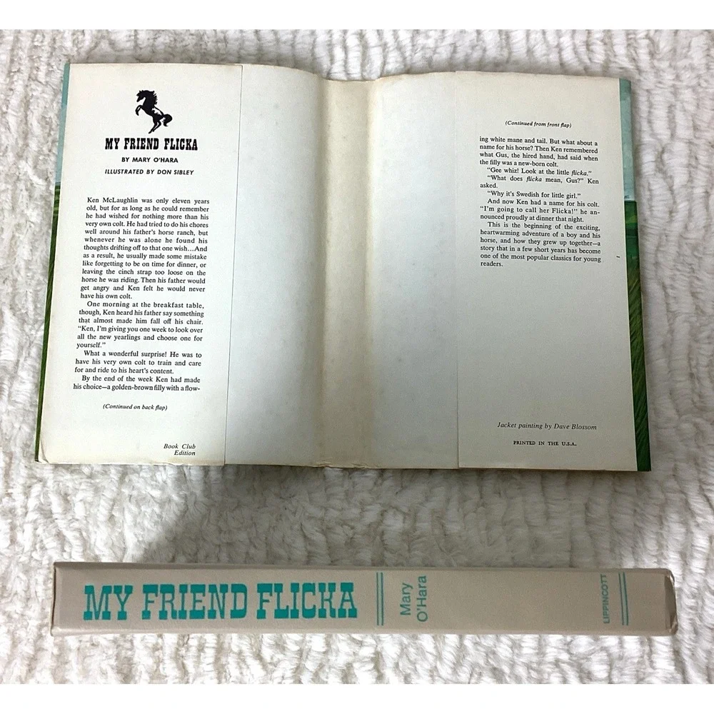 Vintage My Friend Flicka Book by Mary O'Hara 1969 Hardcover Dust Jacket Classic